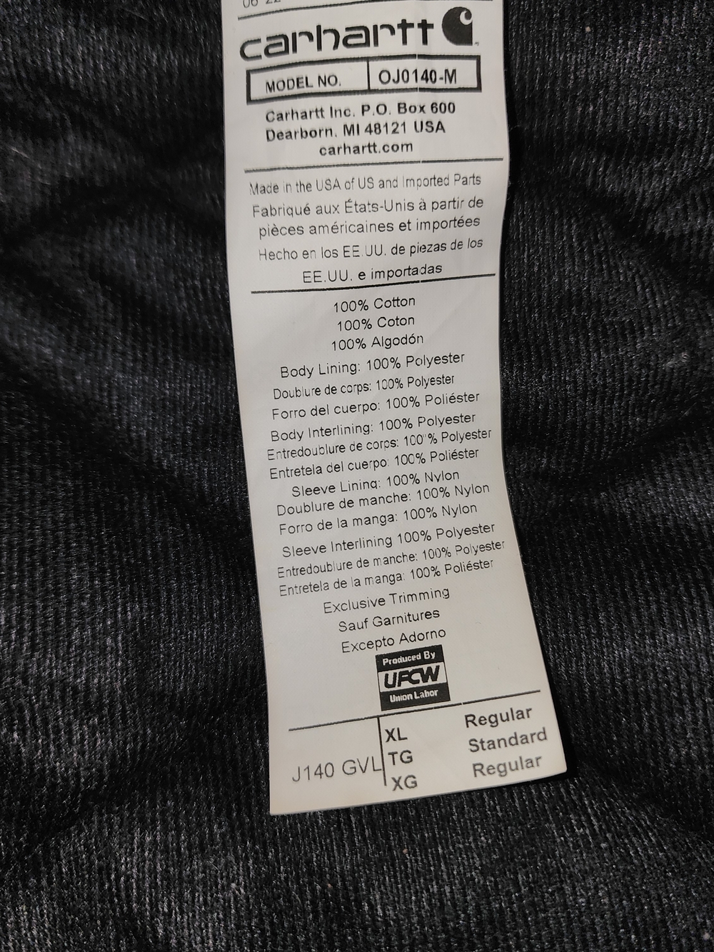 Carhartt Men's Hooded Zip Work Jacket in Charcoal - Picture 2 of 5